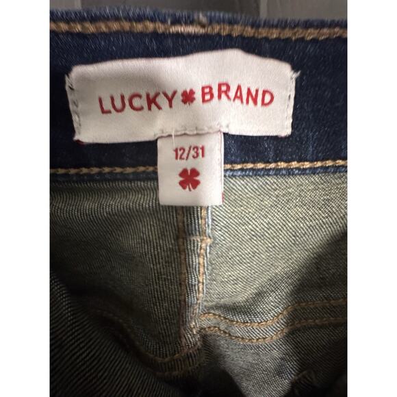 Lucky Brand Dark Wash Roughed Cuffed Sweet Mid Rise Crop, 12/31 - Picture 6 of 9